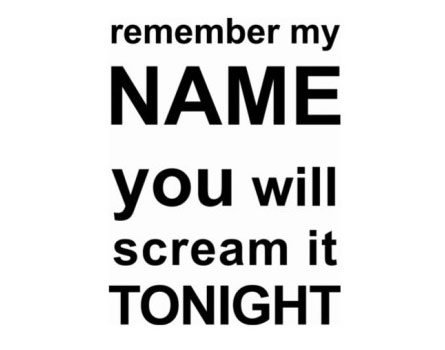 remember my name You will scream it tonight